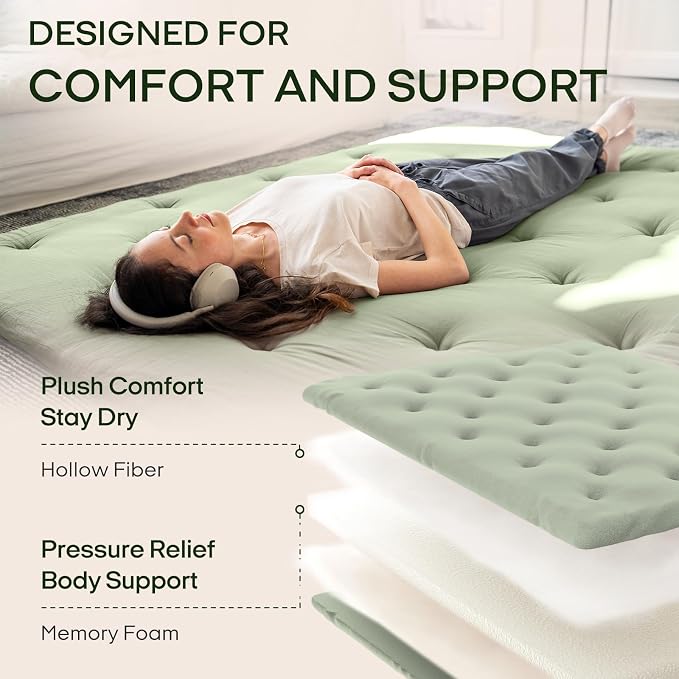ZonLi Japanese Floor Futon Mattress Twin Size 75"x 39", 100% Cotton Cover 2.5'' Thicken Tatami Mattress, Foldable Sleeping Pad, Portable Dormitory Tatami Mat, Roll Up Floor Lounger Bed for Adult