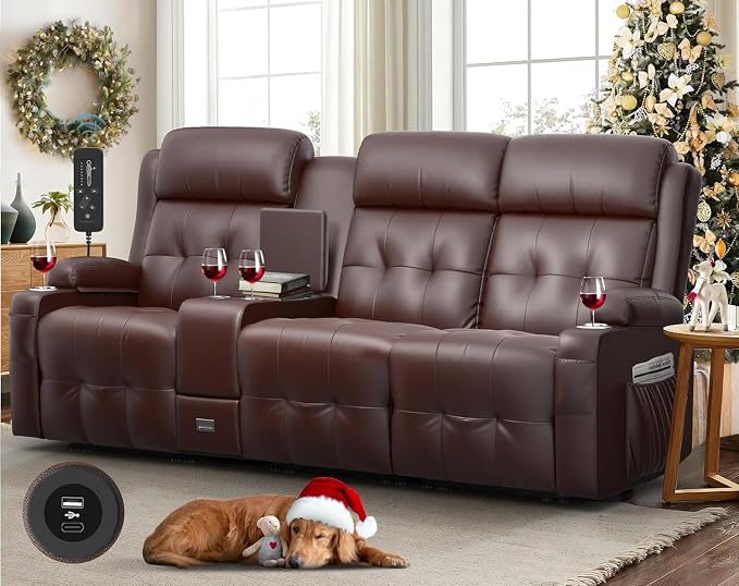 Recliner Sofa, Massage Reclining Sofa 3 Seater Sets Heavy Weight Capacity, RV Loveseat Couch Clearance with Console, USB, Type C Port, Storage, Cup Holders, Wall Hugger Chair for Living Room