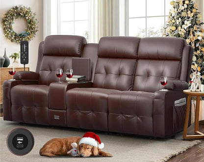 Recliner Sofa, Massage Reclining Sofa 3 Seater Sets Heavy Weight Capacity, RV Loveseat Couch Clearance with Console, USB, Type C Port, Storage, Cup Holders, Wall Hugger Chair for Living Room