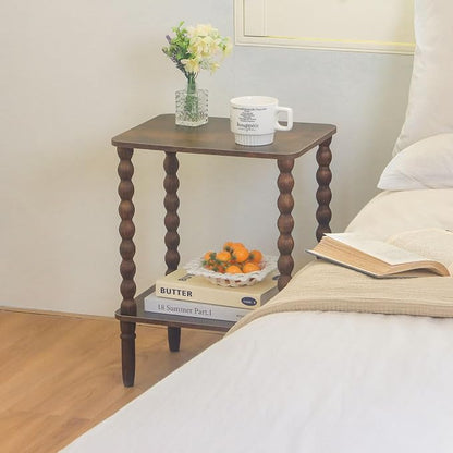 Fultyle Side Tables Set of 2, Small End Table with Storage Shelf, Night Stand Set 2 Bedside Tables for Living Room, Bedroom, Office and Small Spaces (Rustic Brown)