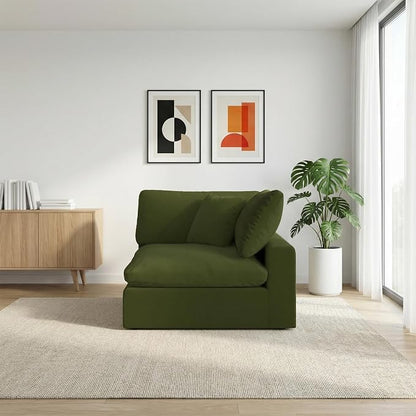 Cloud Sectional Corner Sofa,Left/Right Modular Sofa,Down Filled Convertible Couch,Covers Washable & Replaceable,Green