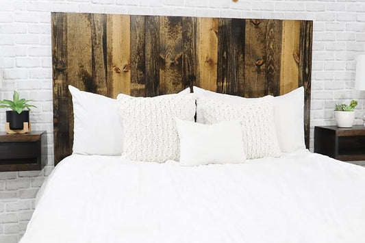 Barn Walls Solid Wood Full Size Headboard, Dark Brown Stain with Smooth Natural Wood Grain Variation, Handcrafted Head Board Wall-Mounted Panels, Rustic Modern Bedroom, Built to Last