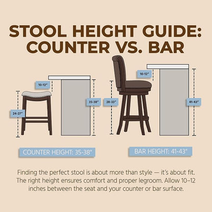 ROME + OAK Set of 4 Parker 26 Inch Counter Stool, Backless Saddle Kitchen Barstool in Reclaimed Oak Finish with Grey Fabric Upholstery Cushion Seat