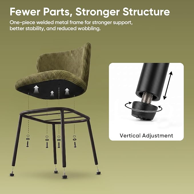SIMTONAL Modern Dining Chairs Set of 4, Dining Chairs, Corduroy Fabric, Thickened Cushion, Easy to Clean & Assemble, for Dining Room/Living Room/Office, Green