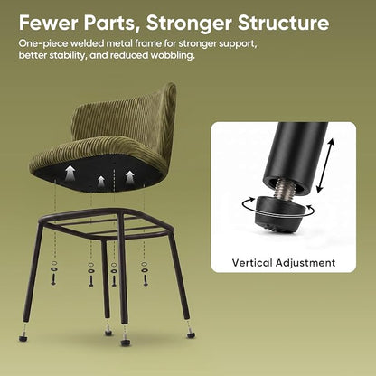 SIMTONAL Modern Dining Chairs Set of 4, Dining Chairs, Corduroy Fabric, Thickened Cushion, Easy to Clean & Assemble, for Dining Room/Living Room/Office, Green