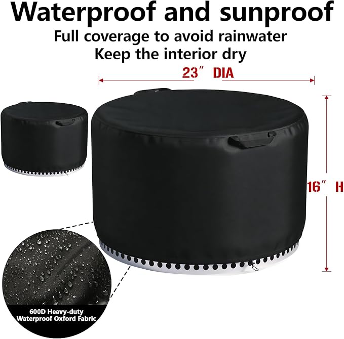 Chinchilla Round Fire Pit Cover for Solo Stove Bonfire 22 Inch - Waterproof 600D Oxford Fabric, Tear Resistant & All-Weather Protection for Smokeless, Gas, Table, or Bowl Fire Pits