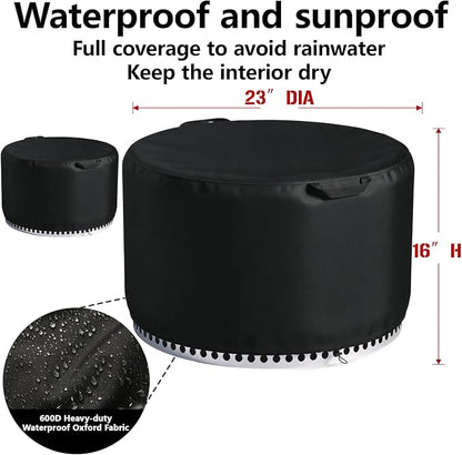 Chinchilla Round Fire Pit Cover for Solo Stove Bonfire 22 Inch - Waterproof 600D Oxford Fabric, Tear Resistant & All-Weather Protection for Smokeless, Gas, Table, or Bowl Fire Pits