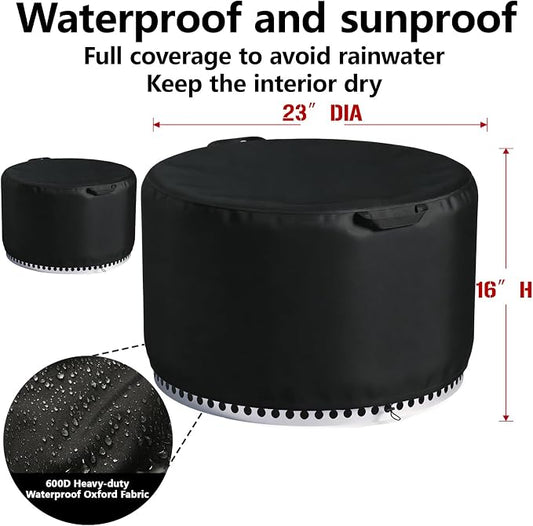 Chinchilla Round Fire Pit Cover for Solo Stove Bonfire 22 Inch - Waterproof 600D Oxford Fabric, Tear Resistant & All-Weather Protection for Smokeless, Gas, Table, or Bowl Fire Pits