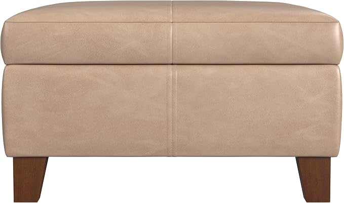 HomePop 28" Faux Leather Square Storage Ottoman - Sand