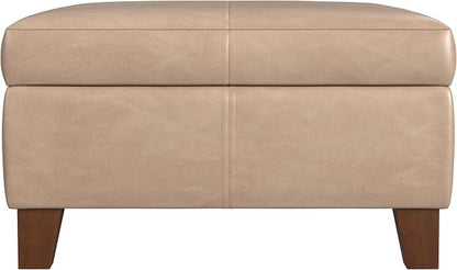 HomePop 28" Faux Leather Square Storage Ottoman - Sand