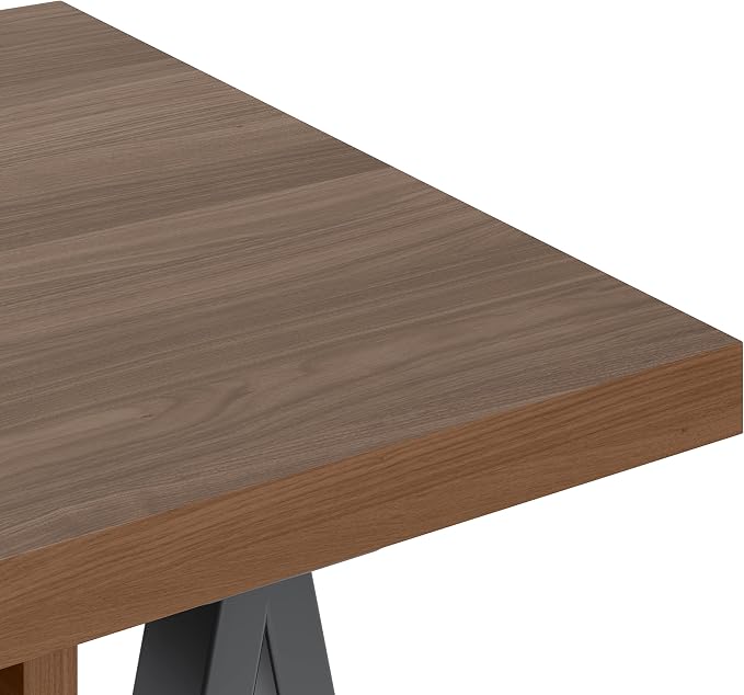SIMPLIHOME Sawhorse Industrial 50 inch Wide SOLID WALNUT WOOD and Metal Small Desk in Walnut for the Office Desk, Writing Table, Workstation and Study Table