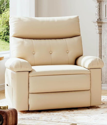 GarveeHome Oversized Leather Recliner Chair, Extra Wide Manual Recliner for Adults, Lazy Chair with 1.5X Sponge Comfort Arm and Back for Living Room, Bedroom, Nursing Room