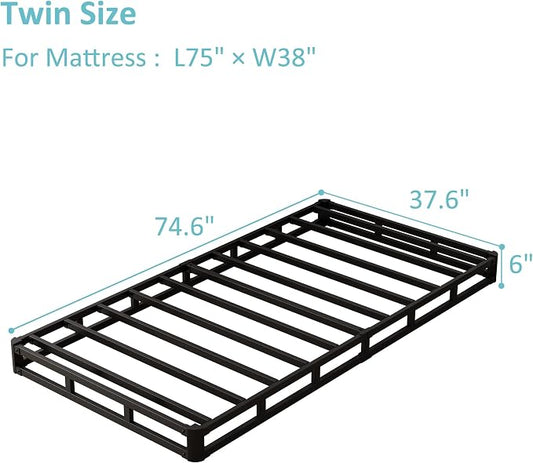 Upcanso Twin Box Spring Bed Base 6 Inch, Low Profile Metal Boxspring Twin with Fabric Cover, 2000 Lbs Max Weight Capacity Mattress Foundation, Noise-Free, Easy Assembly