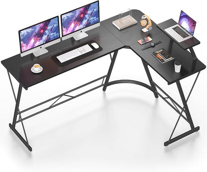 Mr IRONSTONE 63" L Shaped Computer Desk, Corner Desk, Home Office Desk, Gaming Writing Workstation with Large Monitor Stand, Easy to Assemble, Black