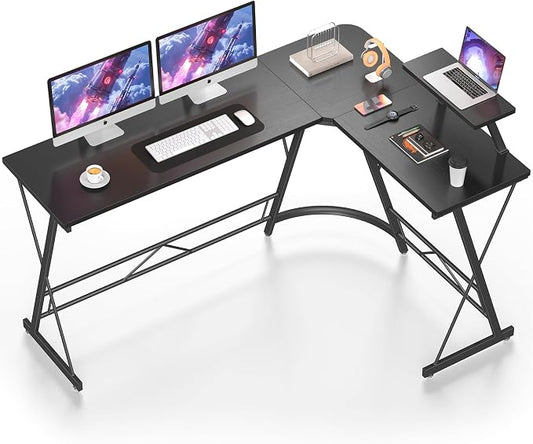 Mr IRONSTONE 63" L Shaped Computer Desk, Corner Desk, Home Office Desk, Gaming Writing Workstation with Large Monitor Stand, Easy to Assemble, Black