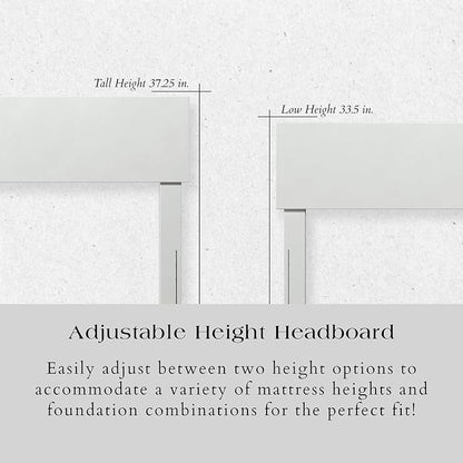 AFI, Orlando Full Adjustable Modern Solid Wood Panel Headboard, White