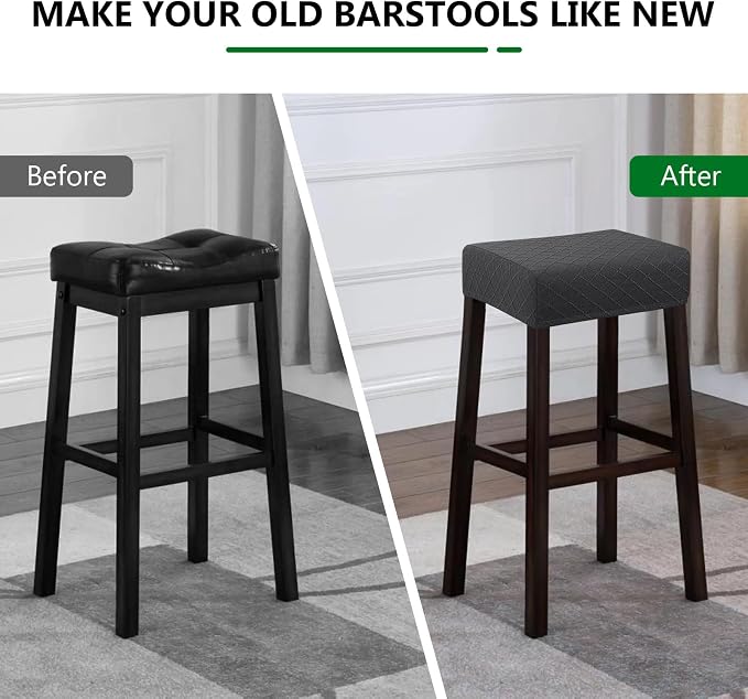 YISUN Stool Covers Rectangle - 4 Pack Stretch Waterproof Saddle Seat Cover Counter Bar Stools Bar Chairs Covers Kitchen Island Chairs Cushion Protector
