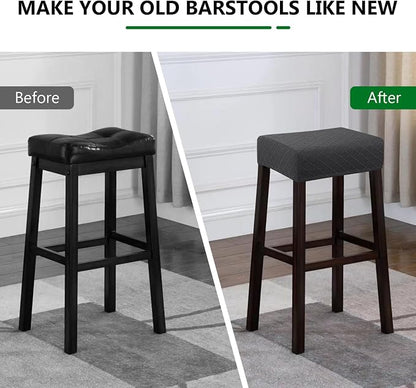 YISUN Stool Covers Rectangle - 4 Pack Stretch Waterproof Saddle Seat Cover Counter Bar Stools Bar Chairs Covers Kitchen Island Chairs Cushion Protector