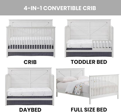 Oxford Baby Montauk 4-in-1 Convertible Crib, Barn White, GreenGuard Gold Certified