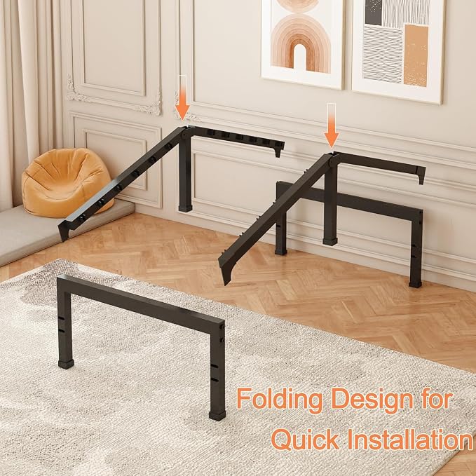 FUIOBYVV Twin XL Bed Frames 14 Inch Heavy Duty Metal Platform Bed Frame Twin Size Support Up to 3500 lbs,No Box Spring Needed,Headboard Hole,Steel Slat Support,Noise Free,Easy Assembly