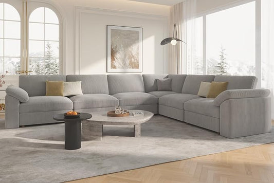 EASE MOOSE Oversized Sectional Modular Sofa,Large L Sectional Couch Wide Deep Seat Modular Cloud Couch,Removable Washable，Green
