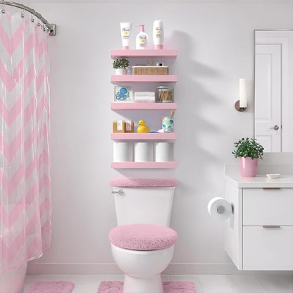 Sorbus Floating Shelves for Wall – 16 Inch Floating Shelf for Kitchen, Bedroom, Living Room, Bathroom, Home & Wall Decor - Mounted Bathroom Shelves with Invisible Brackets (Soft Pink, 3 Pack)