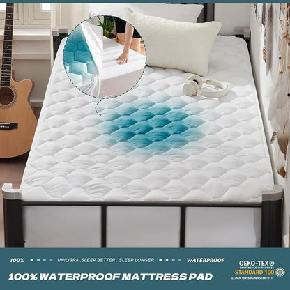 UNILIBRA Twin XL Mattress Protector Waterproof, Deep Pocket Mattress Pad Cover Up to 18 Inches, Quilted Fitted Hollow Cotton Filling Breathable Mattress Topper