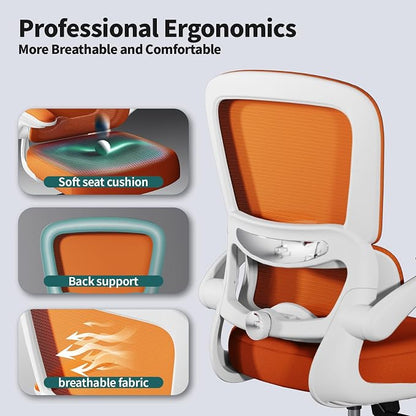TRALT Office Chair - Ergonomic Desk Chair with Adjustable Lumbar Support, Mesh Computer Chair, Executive Chairs for Home Office Comfortable Lumbar Support (Orange)