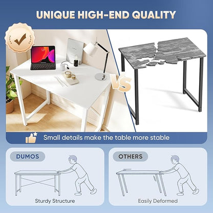 DUMOS 32 Inch Small Computer Desk for Home Office, Modern Study Writing Gaming Work Table Simple Style for Bedroom with X-Shaped ReInchforcement, White