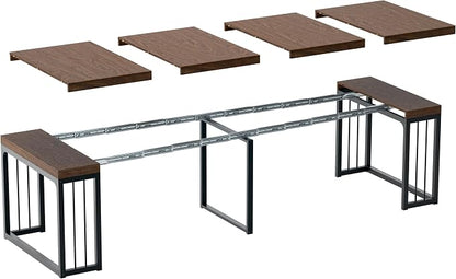 Lasageldar 118" Extendable Dining Table for 10 People, Modern Space Saving Wood Dinner Table for Kitchen Dining Living Room Outdoor Patio (Walnut Brown)
