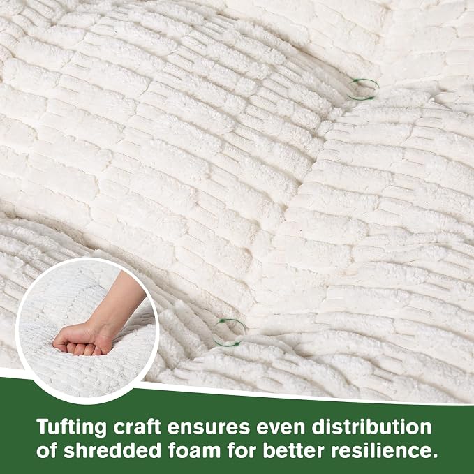 idee-home Egg Chair Cushion Replacement, Tufted Hanging Egg Chair Cushions | Oversized Wicker Swing Cushion with Corduroy Cover for Indoor Hammock Basket Chair, Beige (Chair Not Included), 48x32 Inch