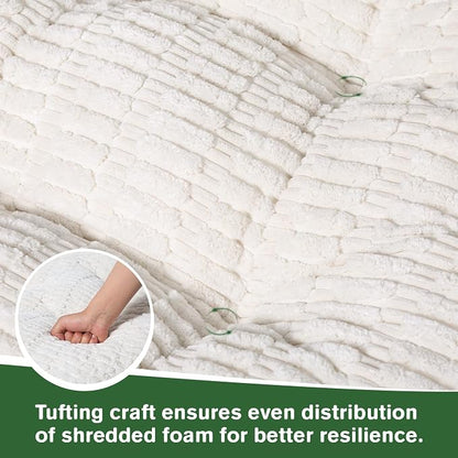 idee-home Egg Chair Cushion Replacement, Tufted Hanging Egg Chair Cushions | Oversized Wicker Swing Cushion with Corduroy Cover for Indoor Hammock Basket Chair, Beige (Chair Not Included), 48x32 Inch