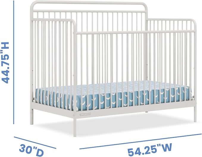 Delta Children Hayden 5-in-1 Convertible Metal Crib, Warm Gray