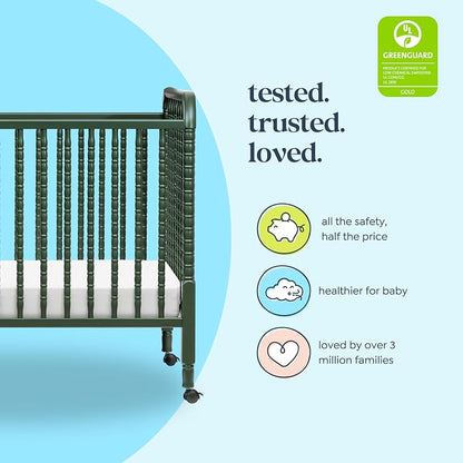 Davinci Jenny Lind 3-in-1 Baby Crib Convertible to Toddler Bed, Daybed - Easy to Assemble - GREENGUARD Gold Certified - 4 Adjustable Mattress Heights, Conversion Kit Sold Separately - Forest Green