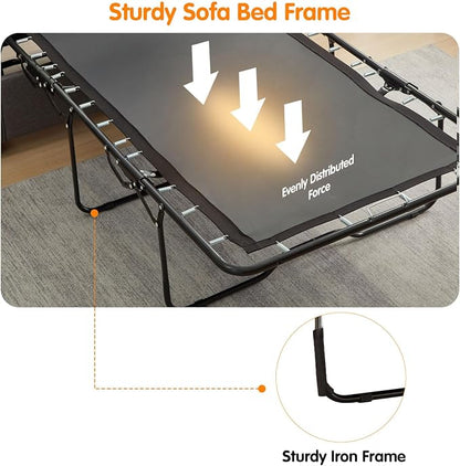 Pull Out Sofa Bed with Mattress, 57" Convertible Sofa Bed Loveseat, Twin Sleeper Sofa Couch with Pocketed Coil Seating, Upholstered Fabric Sofa Bed for Small Spaces,Black