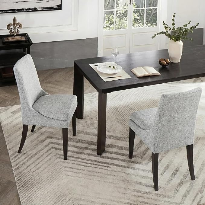 KISLOT Upholstered Dining Chairs Modern Sidechair Performance Fabric High Back Armlesschair for Diningroom Kitchen,Light Grey,Set of 4(2 Box)