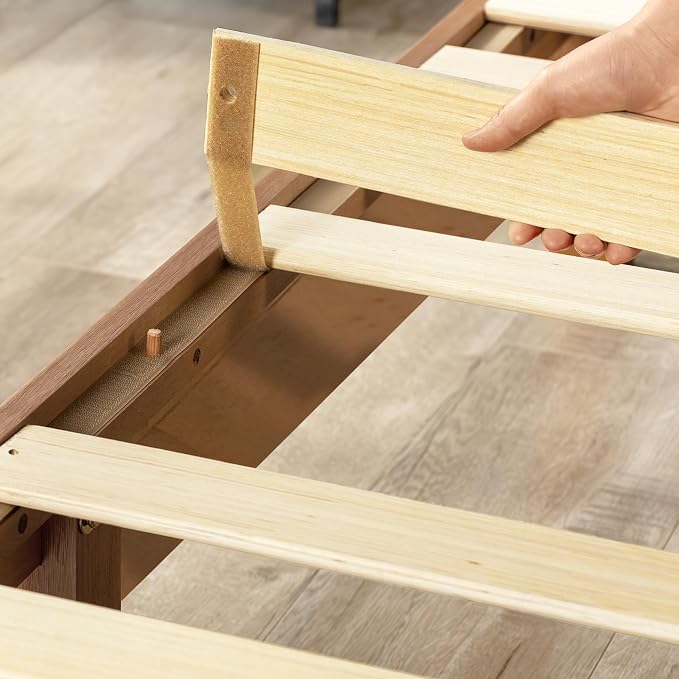 Mellow Naturalista Grand - 12 Inch Solid Wood Platform Bed with Wooden Slats - No Box Spring Needed - Full (Natural Pine)