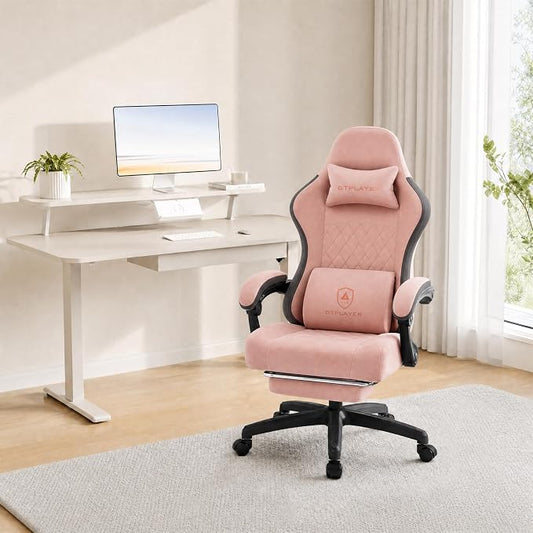 GTPLAYER Gaming Chair, Computer Office Chair with Pocket Spring Cushion, Linkage Armrests and Footrest, High Back Ergonomic Computer Chair with Lumbar Support Task Chair with Footrest