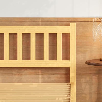 Askeld Wood Twin XL Bed Frame with Headboard, 12 Inch High Solid Bamboo Platform Bed No Box Spring Needed, Mid-Century Heavy Duty Bedframe, Easy Assembly, Noise Free