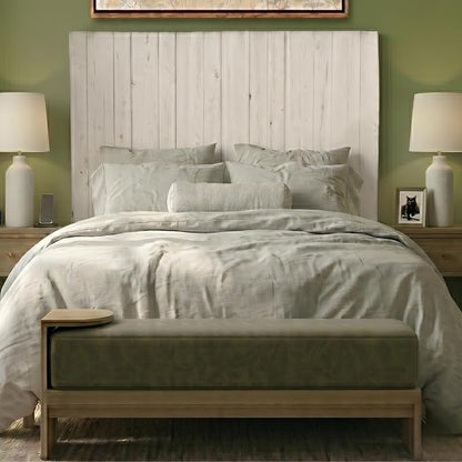 Barn Walls Whitewash Headboard, Full Size | Coastal Design Distress, Solid Wood Floating Panels, Wall Mount, Adjustable Height, Easy Assembly