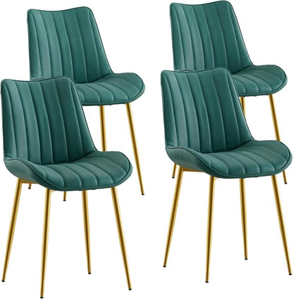 VECELO Dining Chairs Set of 4, Velvet Fabric & Metal Frame, Mordern Style for Kitchen, Living Room,Offcie, Green