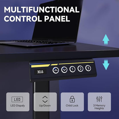 Dual Motor Electric Standing Desk Frame,Adjustable height and length,The maximum size it can accommodate is 63*28 inches for the tabletop,3 Preset Heights,Rated for 264 pounds of weight.Black