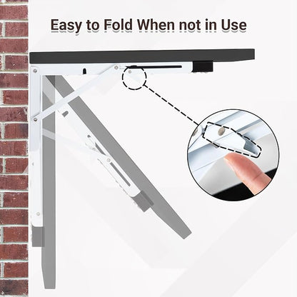 Neoaider Wall Mounted Folding Desk 35.4” x 15.7”, Black | Drop Down Table with Metal Collapsible Brackets, Folding Wall Table for Small Spaces, Home, Office, Kitchen, Laundry Room