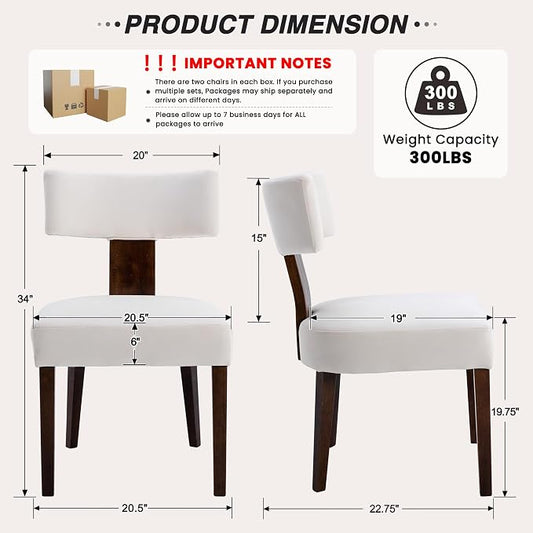 HNY Set of 4 Mid Century Modern Dining Chairs, Farmhouse Velvet Upholstered Accent Chair Curved Backrest Kitchen Chairs, with Hardwood Frame, Cream, Velvet-beige