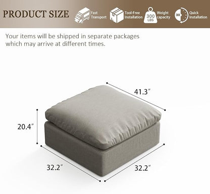 Oversize Cloud Modular Sectional Sofa,Chaise Down Filled Comfort Sofa Detachable Couch Cushion Covers for Living Room Apartment,Light Beige