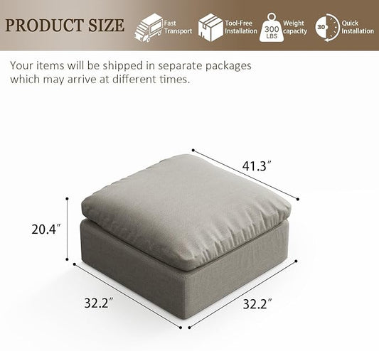 Oversize Cloud Modular Sectional Sofa,Chaise Down Filled Comfort Sofa Detachable Couch Cushion Covers for Living Room Apartment,Light Beige