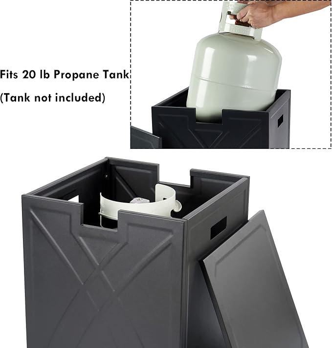 BAIDE HOME Propane Tank Cover, Propane Tank Storage Hideaway Table for Gas Fire Pits, Gas Tank Holder Storage Side Table for 20 lb Propane Tanks - Black