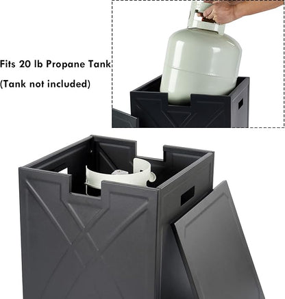 BAIDE HOME Propane Tank Cover, Propane Tank Storage Hideaway Table for Gas Fire Pits, Gas Tank Holder Storage Side Table for 20 lb Propane Tanks - Black