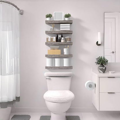 Sorbus Floating Shelves for Wall – 16 Inch Floating Shelf for Kitchen, Bedroom, Living Room, Bathroom, Home & Wall Decor - Mounted Bathroom Shelves with Invisible Brackets (Grey, 3 Pack)