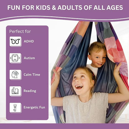 Double Layer Reversible Sensory Swing | Outdoor and Indoor Swing for Kids and Adults Up to 260 lbs | Autism Cocoon Swing | Kids Sensory Swing
